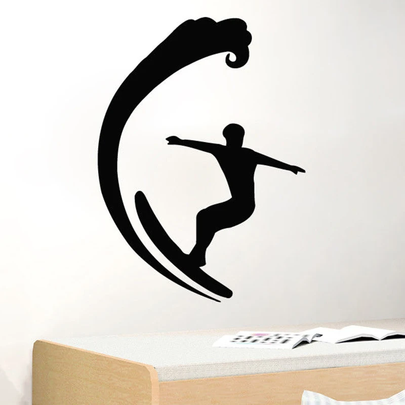 Surfing Wall Decals Surfer Vinyl Sticker Decal Sports Sea Ocean Home Decorin Wall Stickers from