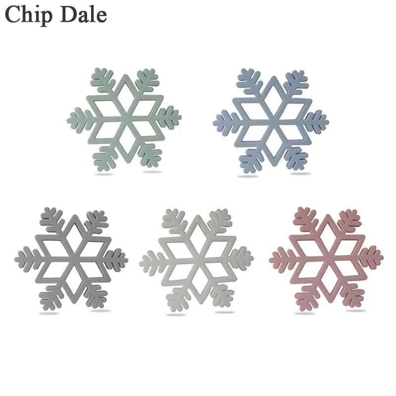 

Chip Dale 1Pcs Snowflake Silicone Teether Food Grade Teething Silicone Beads Infant Chew Necklace Toy High Quality Baby Products