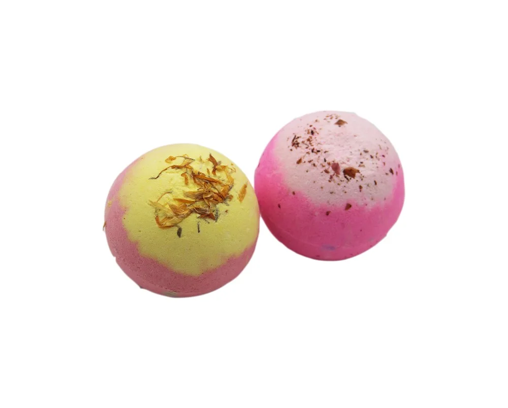 2X120g Organic Bath Bombs Dried Flower Petals Round Sea Salt Moisturizing Lavender Rose Handmade SPA Christmas 2