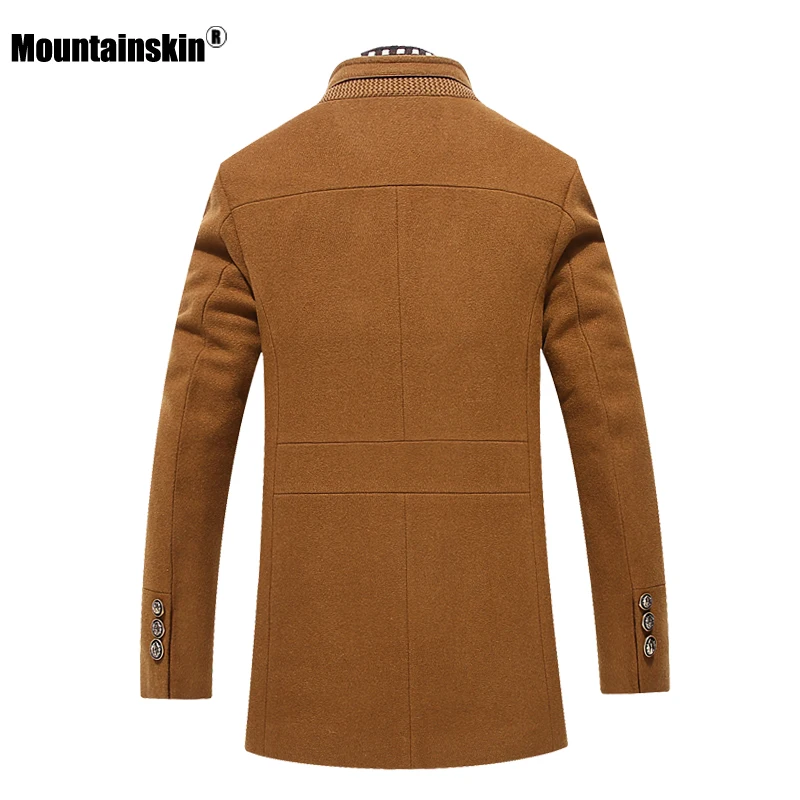 Горная кожа новое шерстяное пальто для мужчин Зимние флисовые теплые куртки тепловой узкий модный Тренч Верхняя одежда для мужчин s брендовая одежда SA704