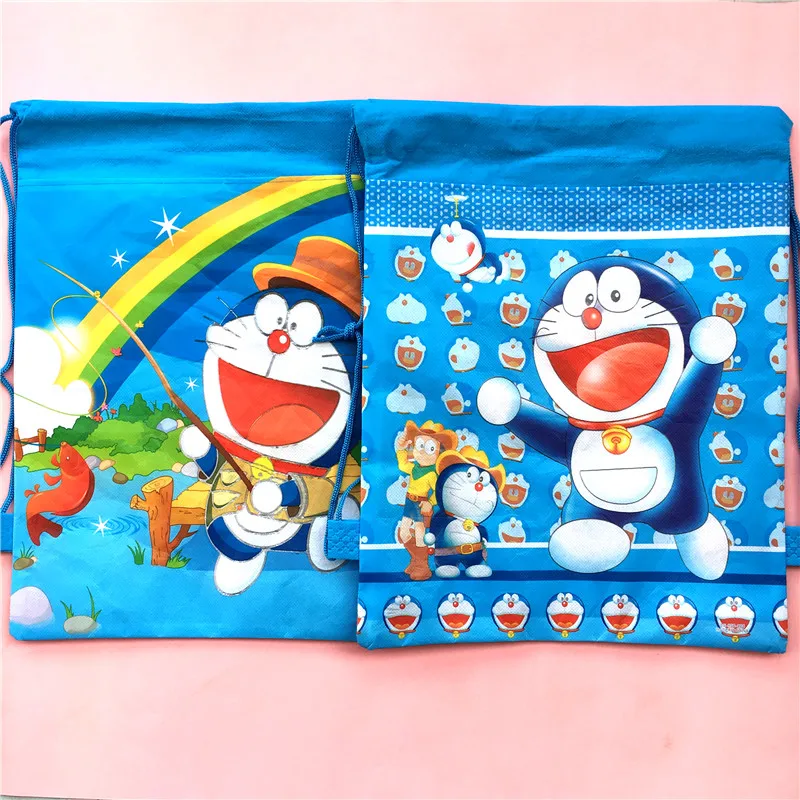 20 шт. 34*27 см Doraemon нетканый мешок на шнурке Подарочный рюкзак для детей украшение