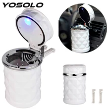 YOSOLO, светодиодная пепельница для сигар, чашка, универсальные аксессуары для интерьера, для гольфа, Audi, автомобильная пепельница для сигарет, держатель с креплением на вентиляционное отверстие