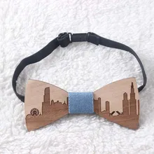 Деревянный галстук-бабочка для мужчин аксессуар зданий образец современной Дизайн галстук-бабочка