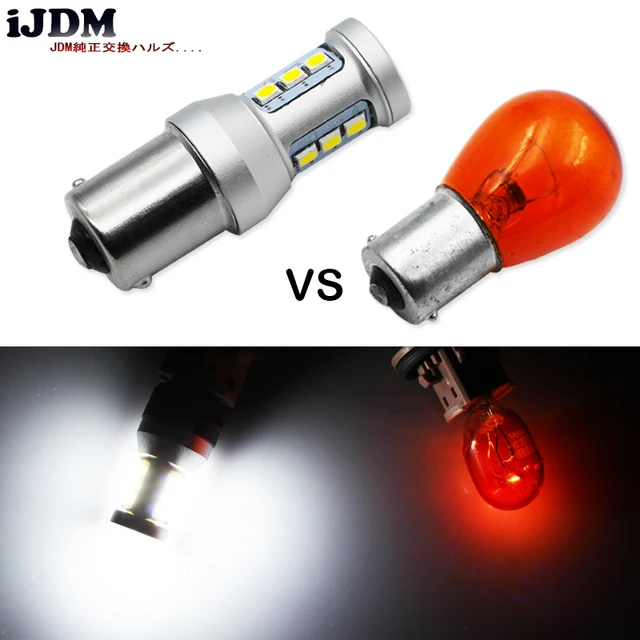 iJDM CANbus Error Free 1200 Lumens HID White 1156 7506 S25 LED Bulbs for Volkswagen MK6 Jetta Daytime Running Lights,6000K 12V 5