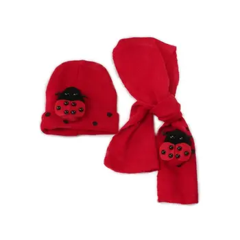 

Winter Cute Baby Infant Boy Girls Ladybug Warm Beanie Hat Cap + Scarf 2N1