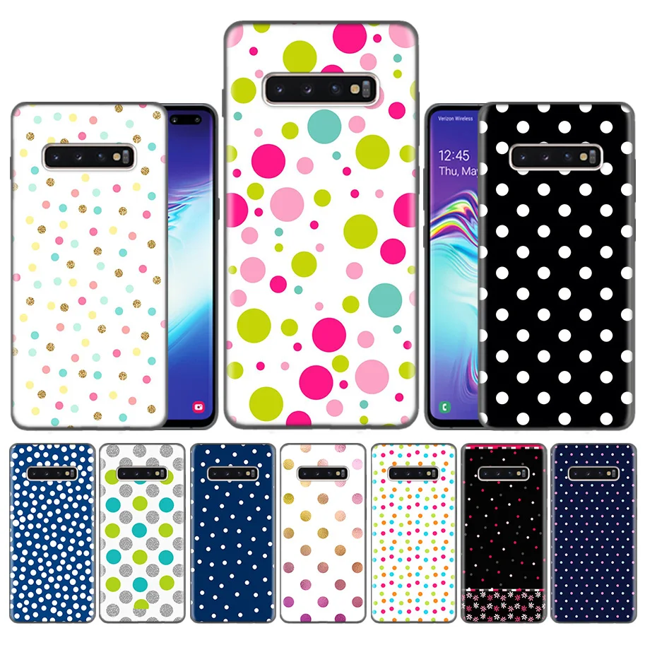 

Capas Case Coque for Samsung Galaxy S10 S9 S8 Plus 5G A30 A50 A70 A40 A20 Note 8 9 10 Cover Carcass polka dots