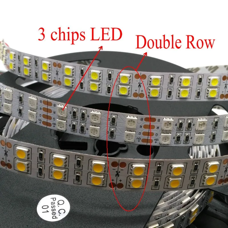 120 светодио дный s/m Светодиодные ленты 5050 DC12V высокое качество, гибкие светодио дный света двухрядные 5050 Светодиодные ленты 5 м/лот для