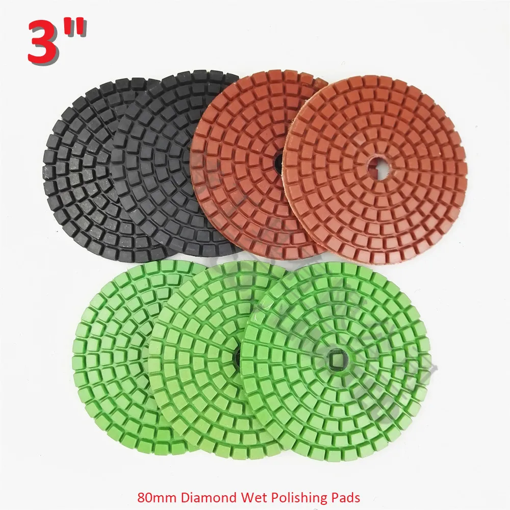 DIATOOL 7pcs/set 3" Granite Marble Tile Professional Diamond Polishing Pads 3000 Ceramic 80MM