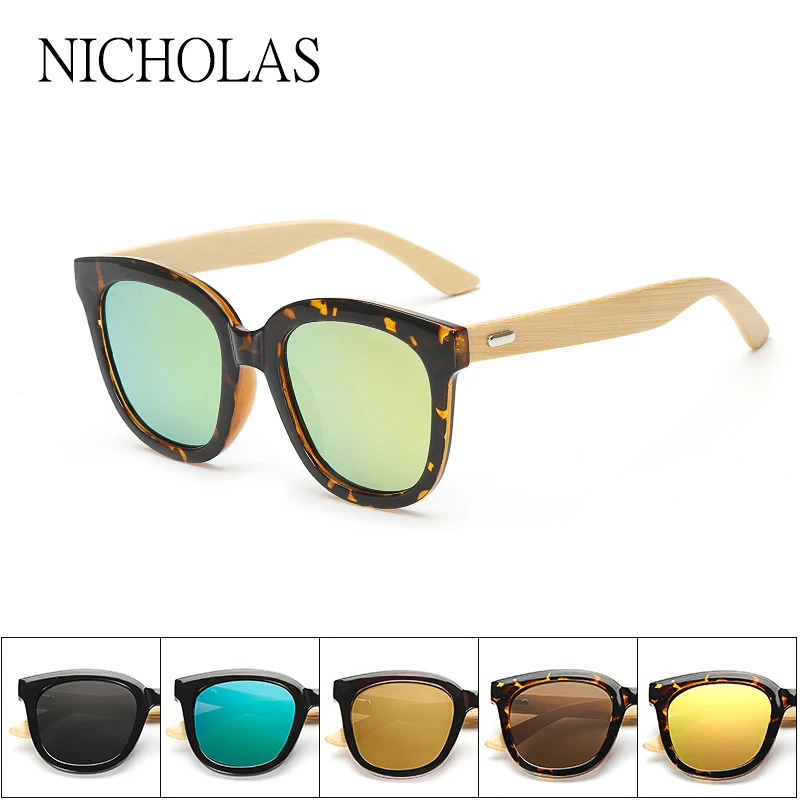 2017 Retro Bamboo Sunglasses Women Men Female Mirror Wood Sun glasses font b Mujer b font