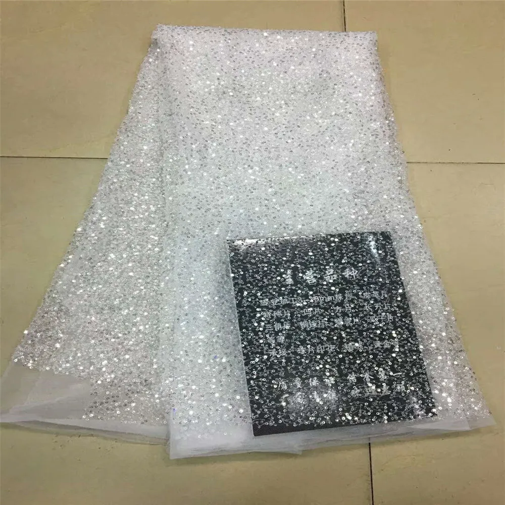 

Guipure Lace Fabric Wholesale And Retail white African Lace Fabric In Sequines French Design African Sequin Lace Fabric HJ31-1