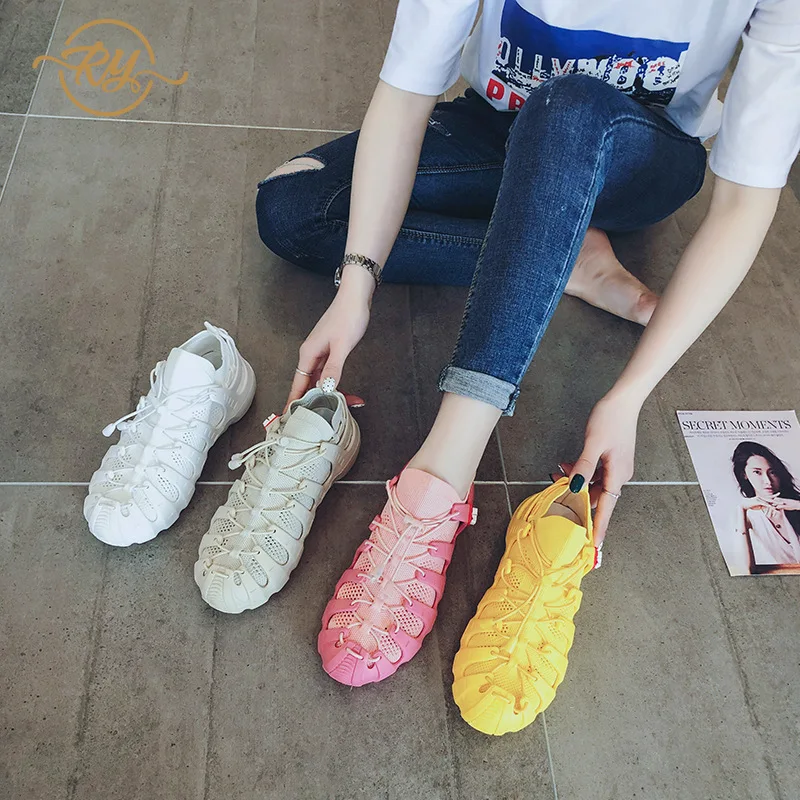 

RY-relaa fashion women's shoes 2019 summer new lightweight breathable casual sports shoes fly woven upper versatile sports shoes
