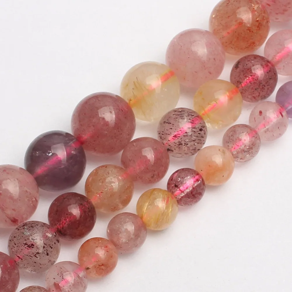 

Natural super seven clear color Stone Round Beads For Jewelry Making DIY Bracelet Necklace 15 inches 6/8/10 mm