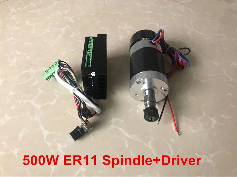 

500W CNC Router Spindle Motor Brushless ER11/ER16 DC Spindle + Stepper Motor Driver Controller For Milling Machine
