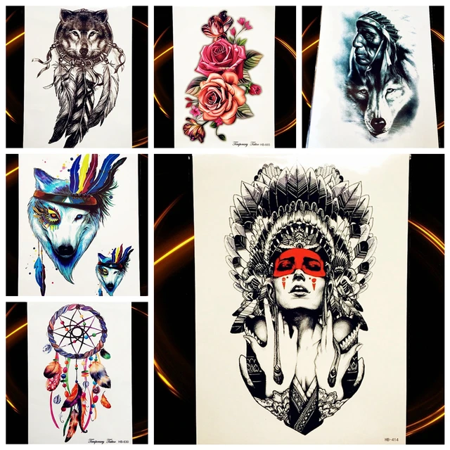 25 style indian tribal wolf warrior temporary tattoo waterproof 25 style indian tribal wolf warrior temporary tattoo waterproof