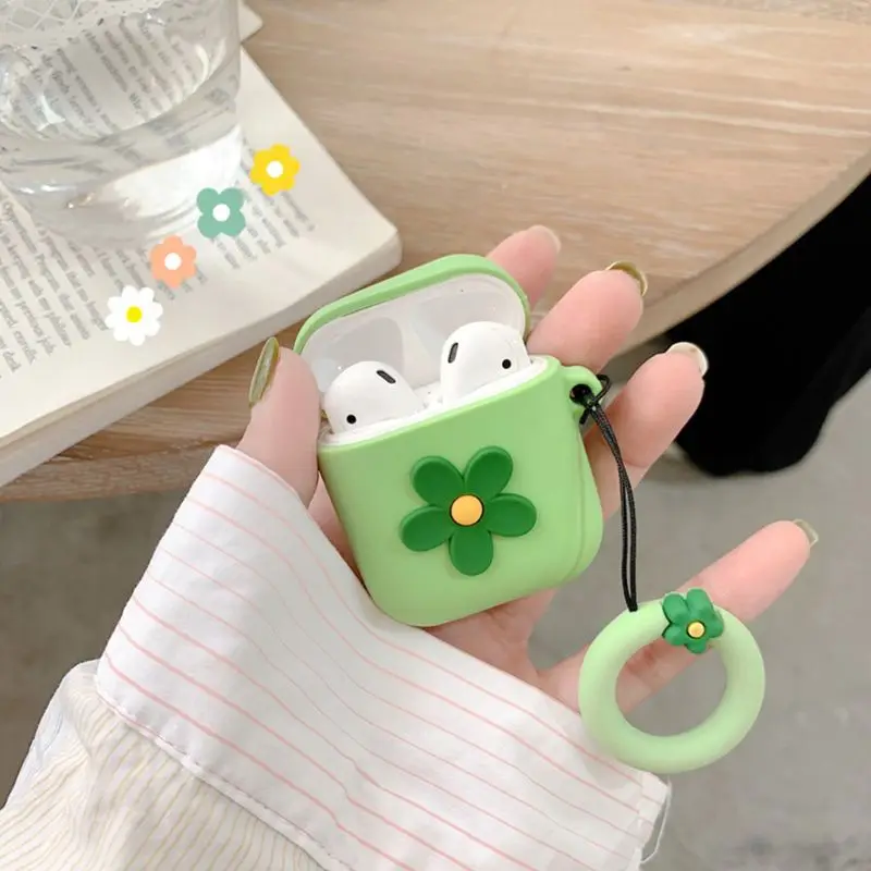 

Fashion Cute Flower Soft Silicone Protective Cover Shockproof Case Skin for Airpods 1/2 Charging Box L29K