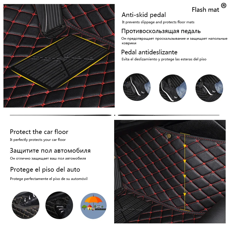 US $51.20 Flash mat leather car floor mats for Infiniti Q50 2014 2015 2016 2017 2018 2019 Custom auto foot Pads automobile carpet cover