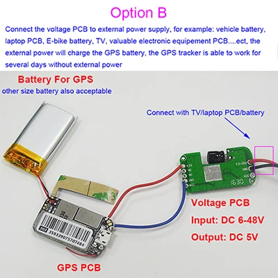 Легко установить ноутбук ТВ Противоугонный gps трекер DC 7 V-48 V/9 V-95 V GSM gps устройство слежения для ТВ/транспортного средства/велосипеда/мотоцикла - Цвет: Option B