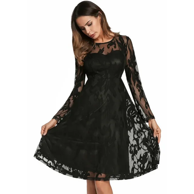 Autumn New Listing Round Neck Long Sleeves Sexy Dress Women Summer The Explosion 2018 Lace European Fashion Dress Sale Favourite 1