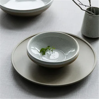 

KINGLANG White spray home ceramic soup bowl fruit bowl salad bowl