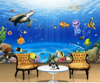 

custom 3d photo wallpaper living room mural sofa TV background seabed world sea turtle 3d photo painting wallpaper for walls 3d