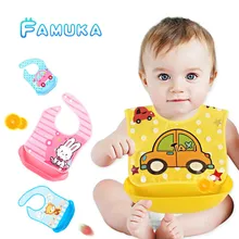 Famuka детские нагрудники мультфильм Животные водонепроницаемые карманы риса моющиеся силиконовые нагрудники для ребенка Newbron нагрудник для кормления съемный младенческий Babador