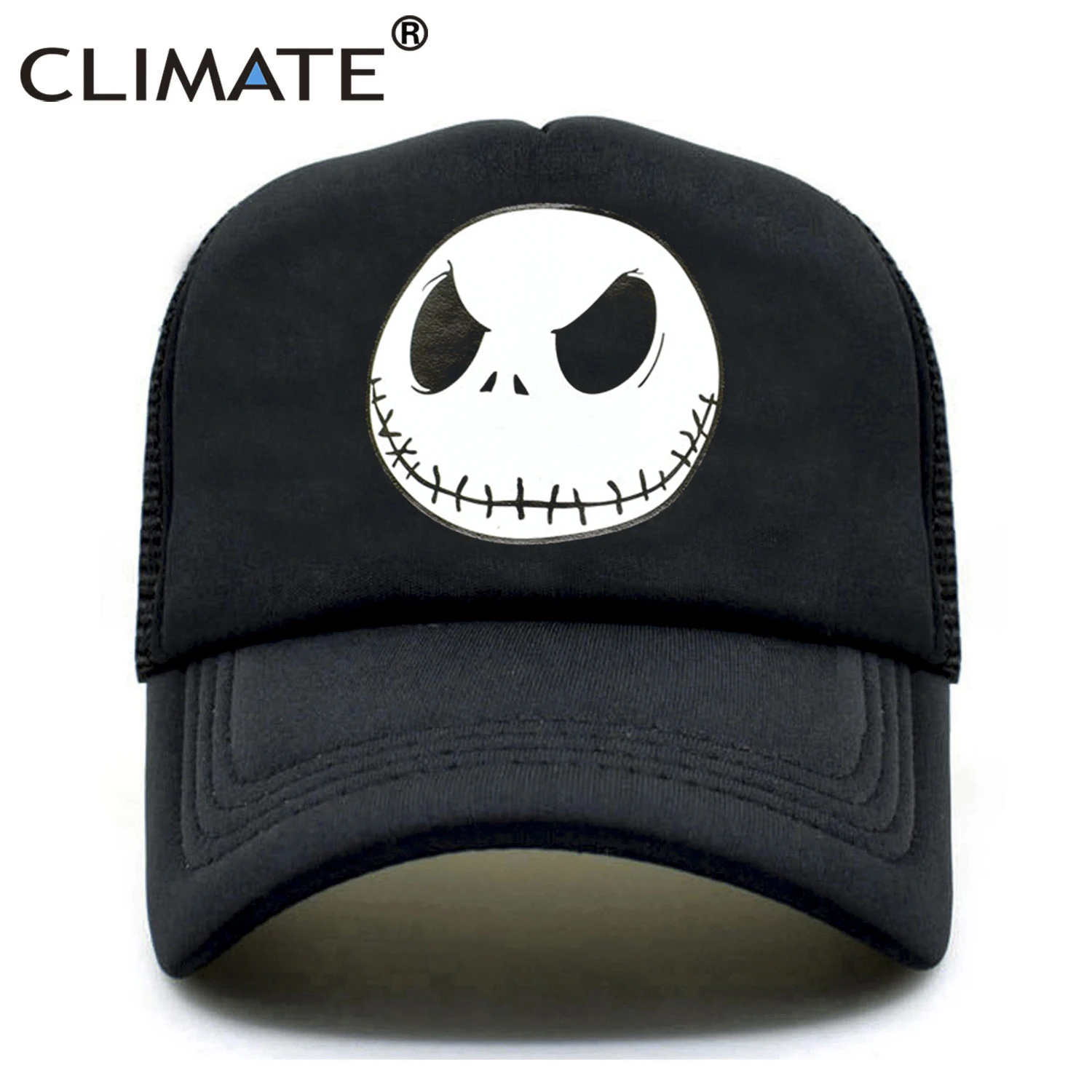 CHENGGI Cappellino Nightmare Skull Trucker cap The Nightmare Before Christmas Jack cap Summer Cool Black Mesh Net cap Hat Uomo Donna