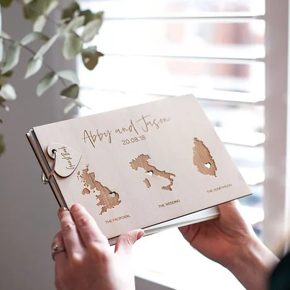 rustic personalized world map wedding guest book custom state wedding guest book with photos