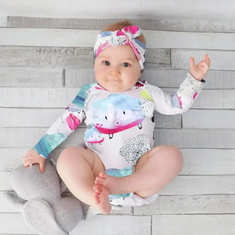 

Exquisite 2Pcs Kids Baby Clouds Girls Boys Outfits Clothes Romper+Headband Jumpsuit Rompers Magnificent Children's Clothing Set
