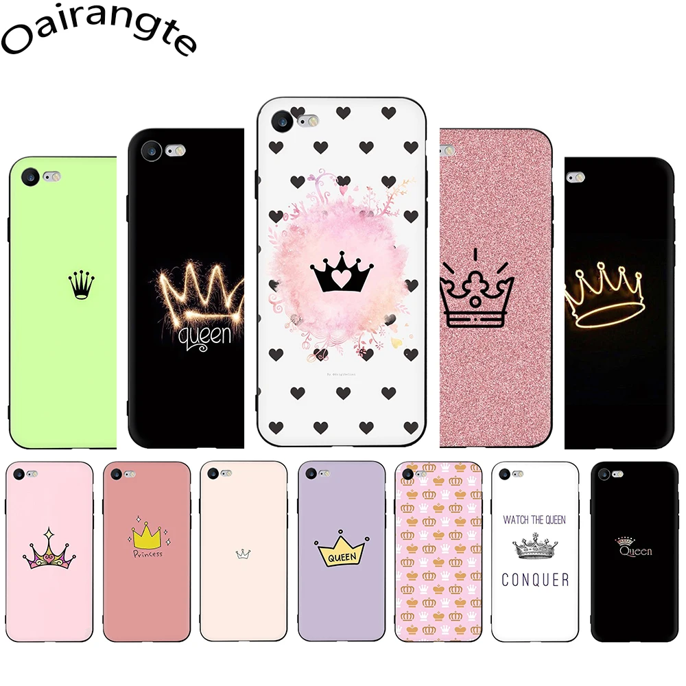 cheap PRINCESS Queen crown king Soft Silicone Phone case for iphone 5 5s SE 6 6s 7 8 Plus X XR XS 11 Pro Max