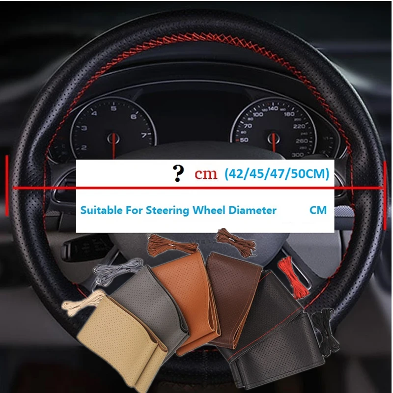 Genuine Leather 42/45/47/50 CM Bus Truck Car Steering Wheel Cover For BENZ IVECO Cummins TRUCK Bus Van Lorry Genuine Leather 42/45/47/50 CM Bus Truck Car Steering Wheel Cover For BENZ IVECO Cummins TRUCK Bus Van Lorry