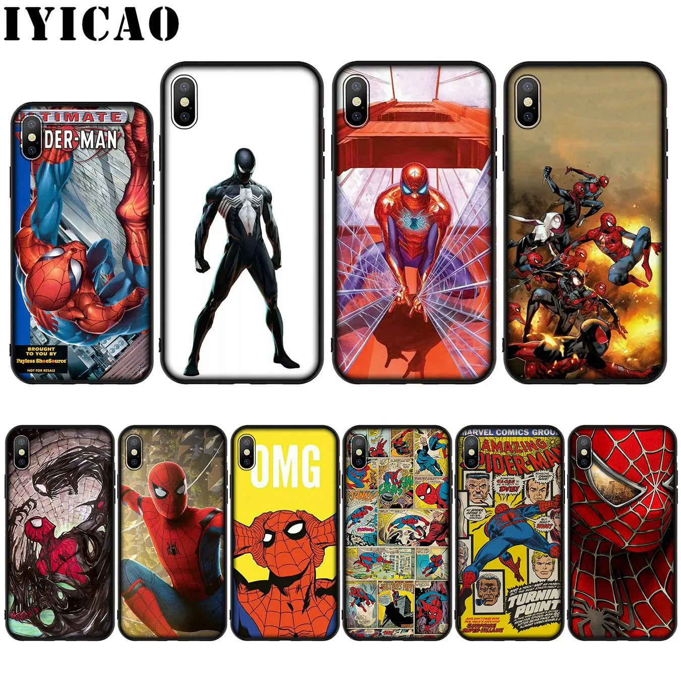 IYICAO Marvel Человек-паук силиконовый мягкий чехол для iPhone XR X XS Max 8 7 6 S плюс 5 5S SE крышка