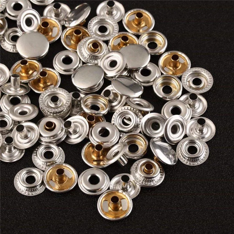

50Pcs Push Button Set Stainless Steel Snap Buttons Kit With Tools for Tarpaulin Camping Sewing YU-Home