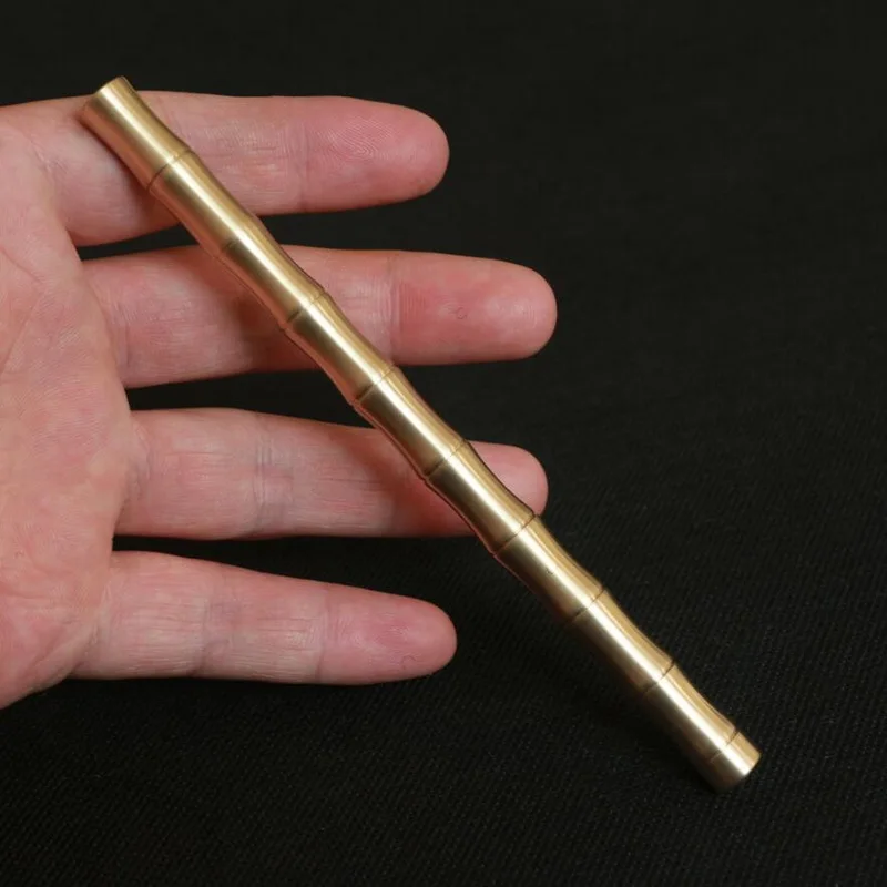 Бамбуковый тип, Чистая латунь, ручная металлическая нейтральная ручка для подписи, EDC инструменты, тактическая медная ручка, удобные карманные инструменты для самозащиты