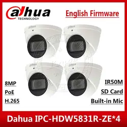 4 шт./лот Dahua IPC-HDW5831R-ZE 4 K 8MP POE SD Встроенный микрофон 2,7 мм ~ 12 мм Моторизованный объектив IR50m IP67 безопасности Камера IPC-HDW5231R-ZE