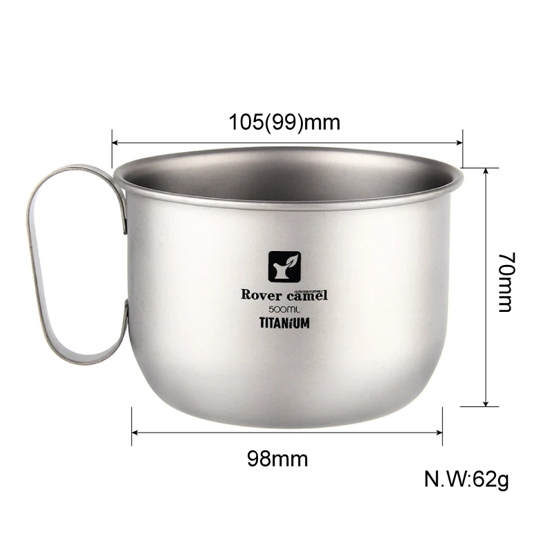 Rover Camel титановая кофейная кружка 500 мл титановая чашка для молока кухонная посуда горшок чаша с фиксированной ручкой Ta8351