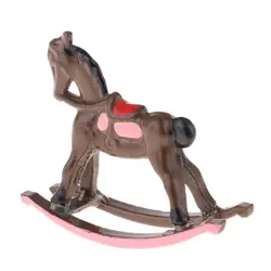 Металлическая лошадка-качалка для 1:12 кукольный домик миниатюрное украшение для детской комнаты-подарки на день рождения для детей Coffe