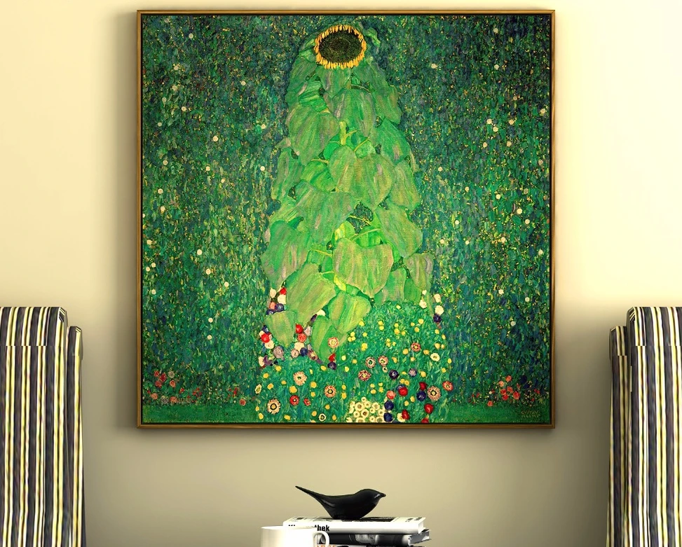 The Sunflower Gustav Klimt Hand painted handmade Oil Painting Reproduction Giclee Copy Canvas Wall Art Pictures Home Decor