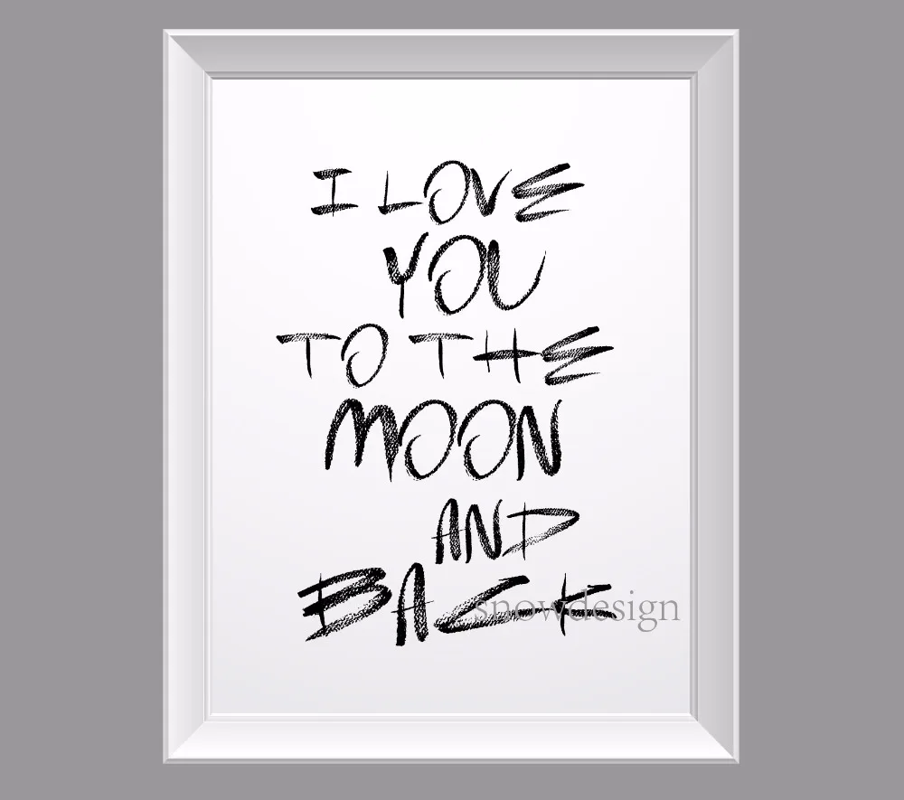 I love you to the moon and back quote холст стеновое искусство постер печать фотографии