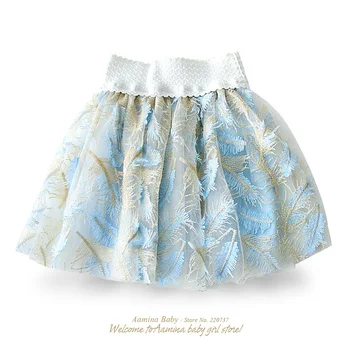 

Wholesale Feather Sequined Embroidery Princess Toddler Baby Girls Tutu Skirt Pettiskirt for kids summer Tulle Dance Skirt 6p/lot