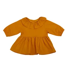 Футболка с длинными рукавами и оборками для маленьких девочек Короткое мини-платье комплект одежды детская одежда, наряды