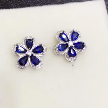 

Qi Xuan_Fashion Jewelry_Dark Blue Stone Elegant Flower Woman Earrings_S925 Solid Silver Blue Earrings_Factory Directly Sales
