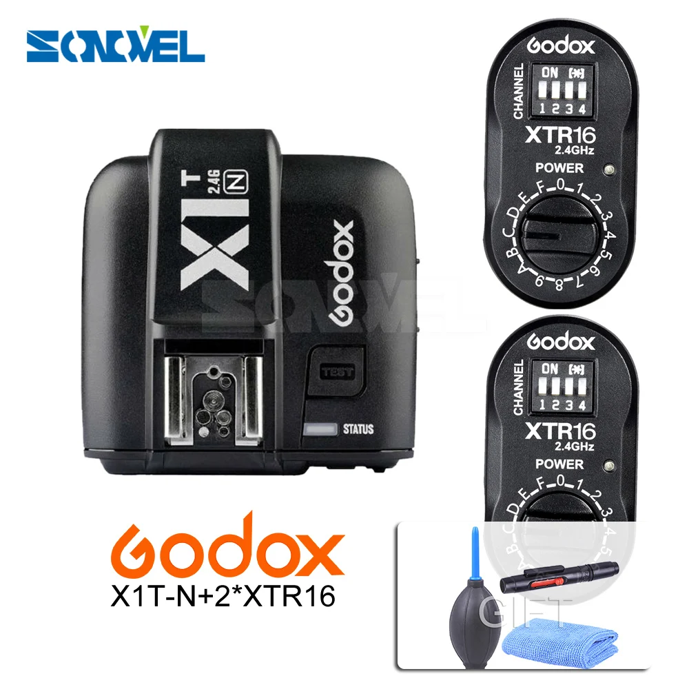 Godox 2x XTR-16 Беспроводной 2,4G Мощность Управление вспышки приемники+ X1T-N ttl Беспроводной передатчик для Nikon AD180 AD360 AD360II