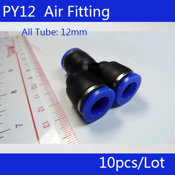 

Free shipping HIGH QUALITY 10Pcs Air Pneumatic 12mm to 12mm Y Shaped Push in Connectors Quick Fittings PY12