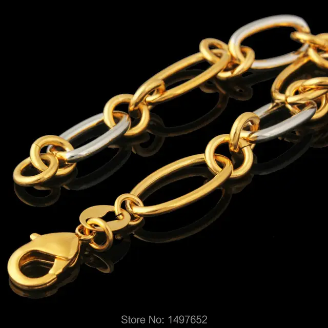African/Kenya Hollow Two tone Bracelets Jewelry Gold/Silver Plated Chain \u0026 Link Trendy Brand Bracelet Men Women