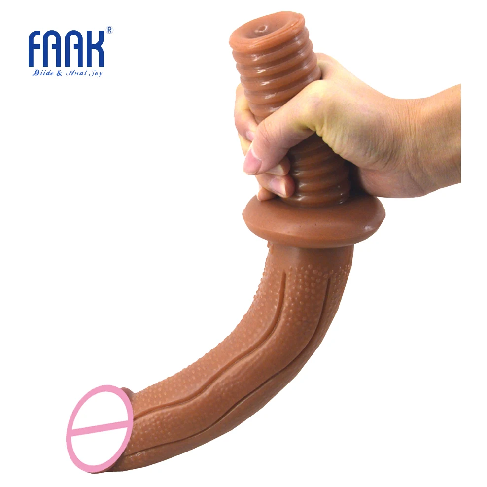 

FAAK realistic dildo with screw handle convex particles texture vagina stimulate anus massage sex toys for women long penis dick