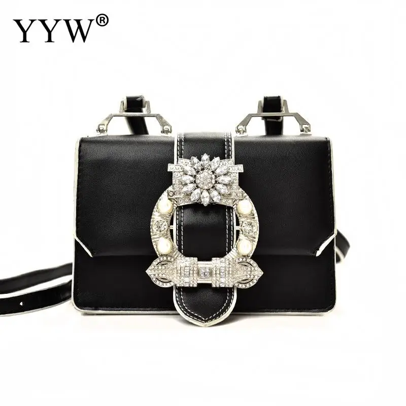 الفاخرة مطرزة الإناث حقيبة كتف شيك اللؤلؤ السيدات بو الجلود حقيبة يد الأبيض Crossbody حقيبة حقائب النساء أكياس النسائية \