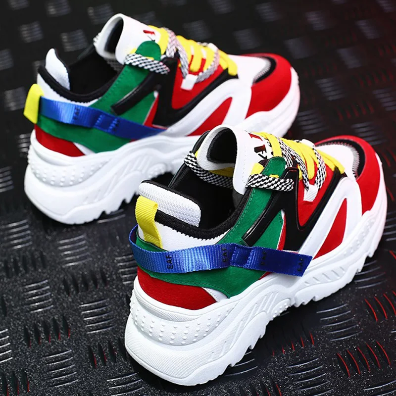 

Sneakers on the platform Mesh Breathable Female shoe Lace-Up Mixed Colors Shoes woman sneakers Increase within Zapatillas mujer