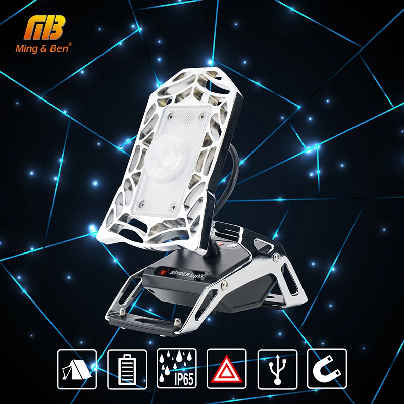 

LED Rechargeable Floodlight IP65 Spider Mobile Task Light 180 degree Flexible Angle USB cable For Garage Campsite Home Basement
