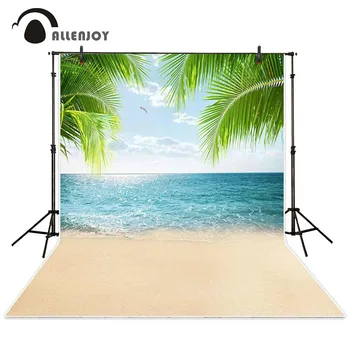 

Allenjoy background for photo studio coconut tree leave sea beach sunshine photography backdrop photobooth kids shoot