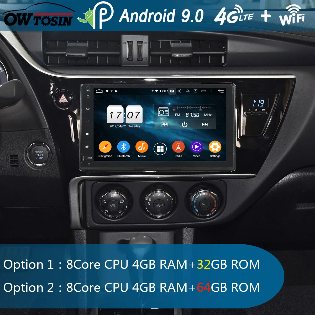 " ips 8 Core 4G+ 64G Android 9,0 автомобильный DVD мультимедийный плеер gps Радио для Toyota Corolla DSP CarPlay Parrot BT